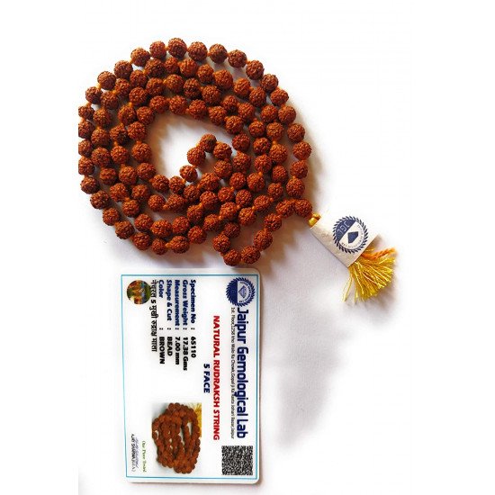 Rudraksha Mala for Men Original 108 Beads (7mm -8mm) | Rudraksha Mala for Women | 5 mukhi rudraksha mala Original Certified
