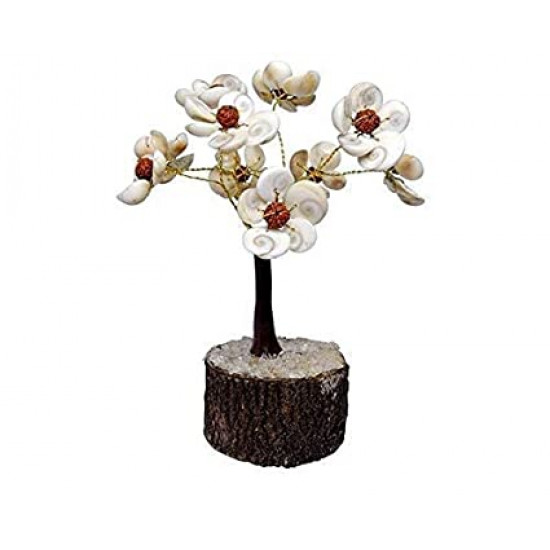 Gomti Chakra Tree with 54 Beads for Good Luck, Fengshui, Vastu, Health and Wealth (Small Size, 9 Flowers Each Having 5 gomti Chakra and 1 rudraksha Beads)