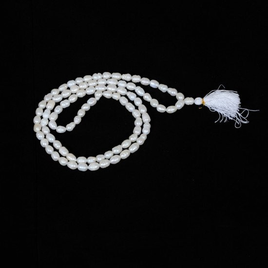 Real Pearl Japa Mala Oval Beads